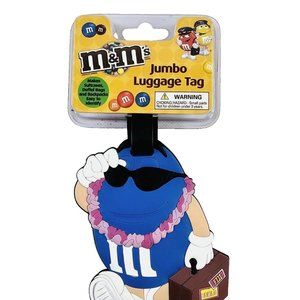 M&M's Jumbo Luggage Tag Blue NYC Fiji Hawaii Name Tag Suitcase Bag Accessory NWT